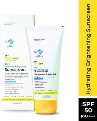 GLAD I MET YOU Sunscreen - SPF 50 PA++++ Sunscreen SPF 50 PA++++ | No White Cast | Non-Sticky