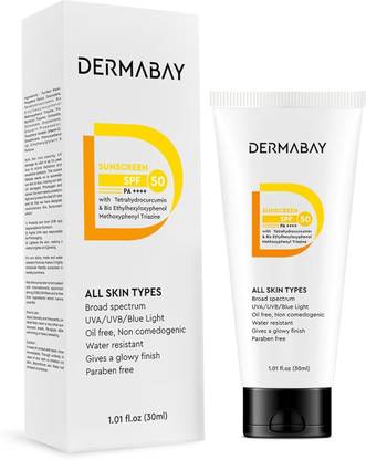 DERMABAY Sunscreen - SPF 50 PA++++ Invisible Glowy Finish, Quickly Absorbing, Sweatproof, Non Comedogenic