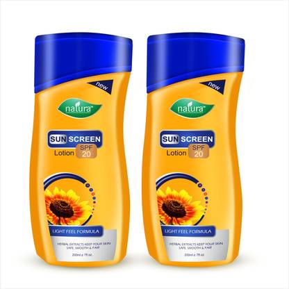 Natura Sunscreen - SPF 50 SUNSCREEN SPF 20 SUN BLOCK LOTION LIGHT FEEL NON GREASY UV RAYS PROTECTION 2PACK