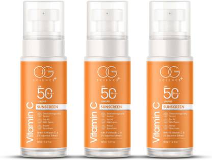 OG BEAUTY Sunscreen - SPF 50 PA+++ Sunscreen - SPF 50 PA+++ with Vitamin C & Liquorice Extract | Pack of 3 (150 ml)