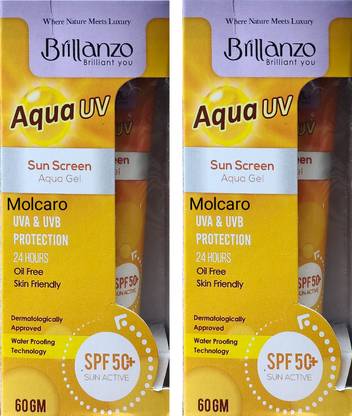 MOLCARO Sunscreen - SPF SPF 50 PA+++ PA+++ BRILLANZO AQUA UV SUNSCREEN AQUA GEL PACK OF2