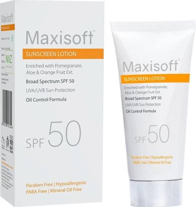 Maxisoft Sunscreen - SPF 50 Sunscreen Lotion SPF 50 | With Aloe Vera| UVA & UVB Protection 50 ml