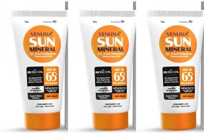 venusia Sunscreen - SPF 65 PA++++ Mineral sunscreen,50g x Pack of 3