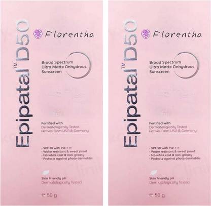 FLORENTHA Sunscreen - SPF 50 PA++++ EPIPATAL D50 SUNSCREEN LOTION FOR FULL PROTECTION UVA/AVB RAYS PACK OF 2