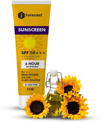 Forecast Sunscreen - SPF 50+++ PA+++ SPF 50+++ Sunscreen – 50ml, Ideal for Face, Neck & Body