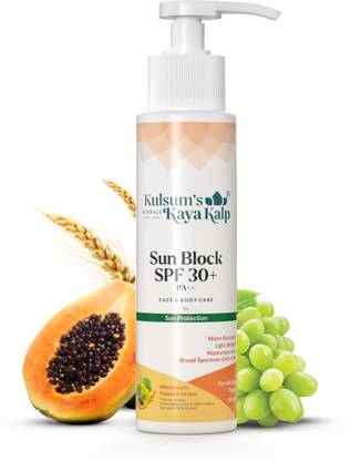 Kulsum's Kaya Kalp Sunscreen - SPF 30+ PA++ Herbals for Face & Body, All Skin Types