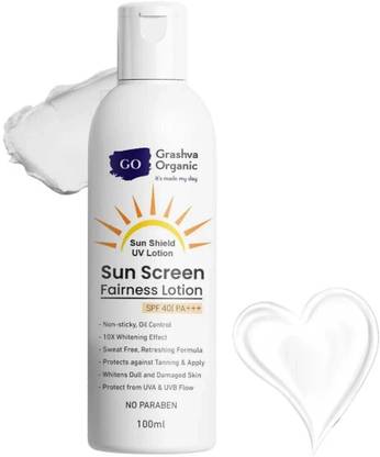 Grashva Organic Sunscreen - SPF 40 PA+++ Lightweight Gel Sunscreen | No White Cast | For men & Women |