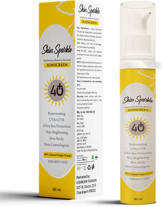 SKIN SPARKLE Sunscreen - SPF 40 PA+++ Sunscreen brightening radiance rejuvenating sun protection non sticky(60ml)