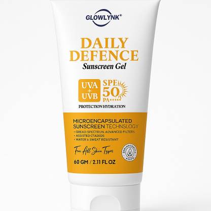 GLOWLYNK Sunscreen - SPF 50 PA++++ Daily Defence Sunscreen Gel Protection Hydration