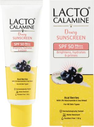 Lacto Calamine Sunscreen - SPF 50 PA+++ Dewy Sunscreen+Primer | UVA & UVB Protection