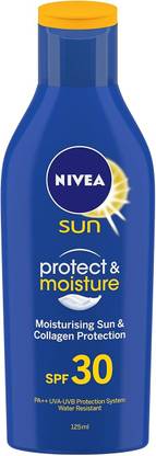 NIVEA Sunscreen - SPF 50 PA++ SUN Protect and Moisture 125ml SPF 30 Sunscreen PA++ UVA - UVB Protection System