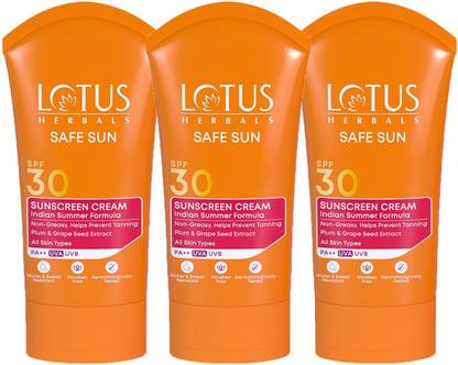 LOTUS HERBALS Sunscreen - SPF 50 PA++ SS sunscreen cream SPF 30_ 100g(Pack of 3)