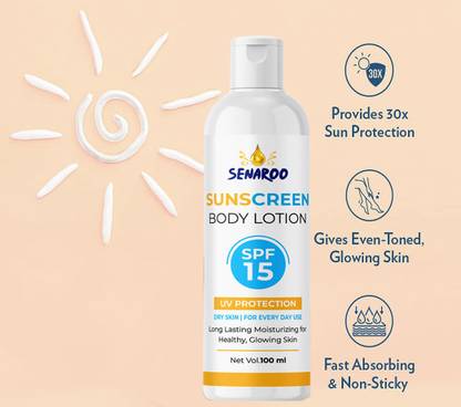 SENAROO Sunscreen - SPF 50 PA+ Sunscreen bodylotion UVA Protection - Mineral Oil, Oxide, Color spf-15 {100ML}