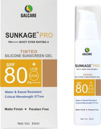 Sunkage Sunscreen - SPF 50 PA+++ Pro SPF 80 + UVB UVA PA++++ Tinted Silicone Sunscreen Gel