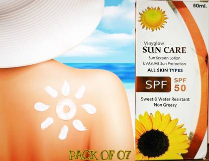 VINYGLOW Sunscreen - SPF 50 PA++ SUN CARE SUN SCREEN LOTION 50 SPF++50ML PACK OF 7 PSC