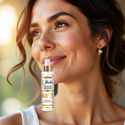 Utkrisht Sunscreen - SPF 60+ PA+++ Khadi Natural Sunscreen SPF 60 Lotion for Clear and Healthy Skin