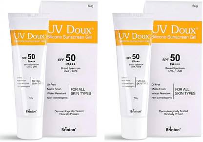 Brinton Sunscreen - SPF 50 PA+++ UV Doux Silicone Sunscreen ,50g x Pack of 2