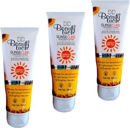 DOOMSDAY Sunscreen - SPF 50 PA+ BEAUTY TUCH SUNSCREEN LOTION FOR FULL PROTECTION UVA/UVB RAYS PACK OF 3