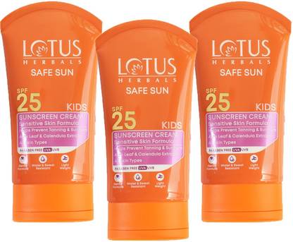 LOTUS HERBALS Sunscreen - SPF 50 SS Kids sunscreen cream SPF 25_ 50g(Pack of 3)