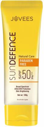 JOVEES Sunscreen - SPF 50 PA+++ Sun Defence Cream SPF 50 Sunscreen| For All Skin Type | UVA & UVB Protection
