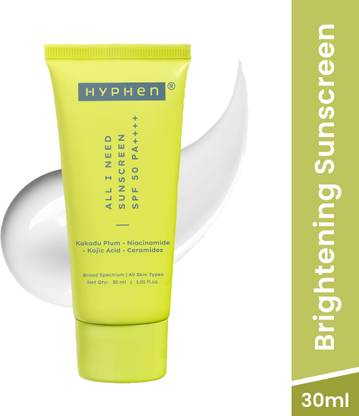 HYPHEN Sunscreen - SPF 50 PA++++ All I Need| Brightens - Niacinamide, Kojic Acid,Vit C Rich Kakadu Plum