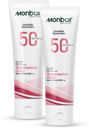 MONBAIR Sunscreen - SPF 50 PA+++ Invisible Sunscreen | Watermelon Glow | Broad Spectrum | (Pack of 2)