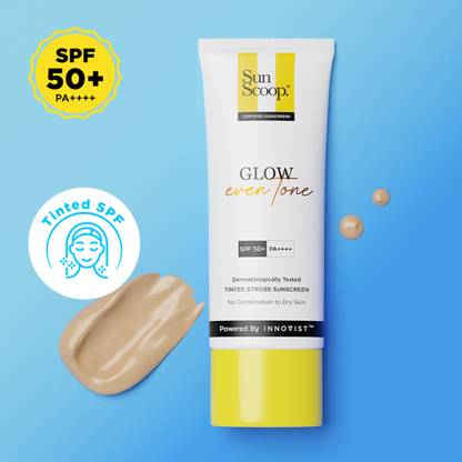 SunScoop Sunscreen - SPF 50 PA++++ Glow Even Tone Cream Face Sunscreen | Tinted | No White Cast