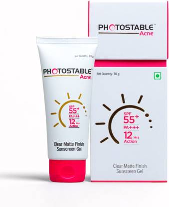 Photostable Sunscreen - SPF 50 PA+++ Acne Face Sunscreen Gel|Spf 55+, P+++ sunscreen for Acne Prone Skin