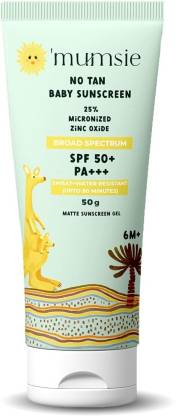 o'mumsie Sunscreen - SPF 50+ PA+++ Baby Sunscreen Gel | Red Raspberry & Wheat Germ Oil | SPF 50+ | Non Greasy