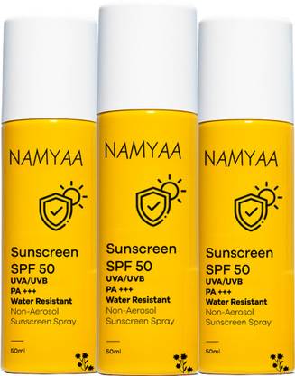 Namyaa Sunscreen - SPF 50 PA+++ Spray|UVA-UVB|Water Resistant&Non-Aerosol |No White Cast&Light weight Pack of 3