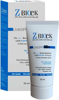 Z-Block Sunscreen - SPF 50 PA+++ Zinc Oxide Broad Spectrum Sunscreen Gel