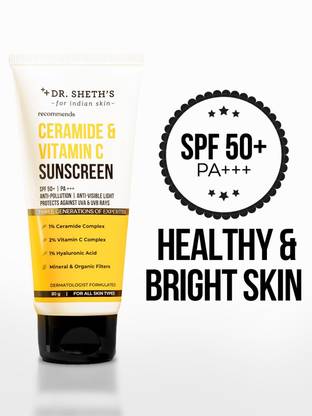 Dr. Sheth's Sunscreen - SPF 50 PA+++ Ceramide & Vitamin C| In-Vivo Tested| SPF 50+ Pa+++| All Skin Types