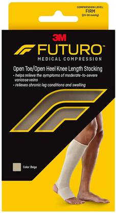 FUTURO Therapeutic Knee Length Stocking Open Toe/Heel Firm Large Beige 1 Each Foot Support