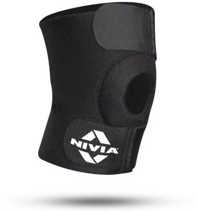 NIVIA Basic Knee Patella Support adjustable with Velcro- Free Size(Black) Knee Support