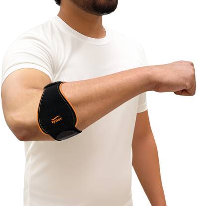 TYNOR Tennis/Golfer'S Elbow Support Pro, Black & Orange, Universal, 1 Unit Elbow Support