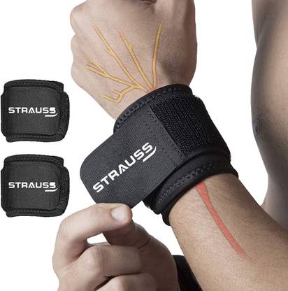 Strauss Wrist Support | Wrist Wrap | Wrist Band for Gym & Fitness, (Pair) Wrist Support