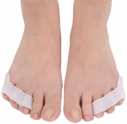 FLOSTRAIN Silicone Gel Toe Separator Thumb Valgus Protector Bunion (White) - 1 Pair