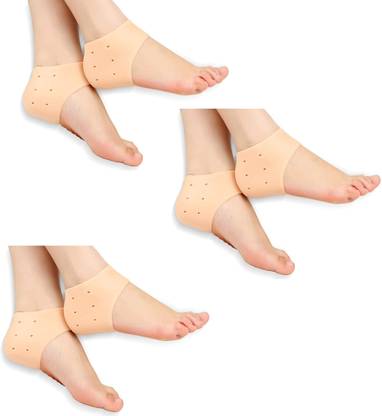MOXLY Anti Crack Half Length Silicon Moisturizing Heel Cracks Hell Socks, Pack- 3 Pair Foot Support