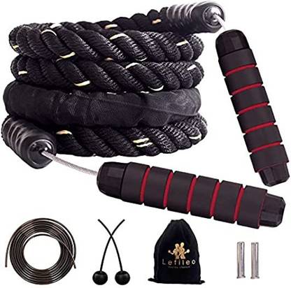 Lefileo Weighted Jump Rope For Fitness 3Lb Cordless Skipping Rope Heavy Adjustable Back / Lumbar Support