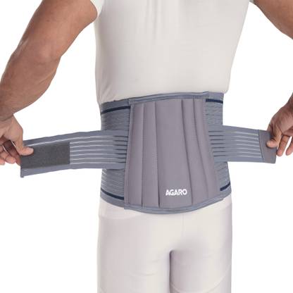 AGARO Lumbo Sacral Belt With Double Strapping, Large, Grey, Back / Lumbar Support