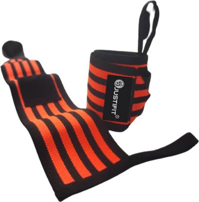 JUSTIFIT Wrist Support Band/Wraps with Thumb Loop for Gym, Workout Wrist Support (Orange) Wrist Support