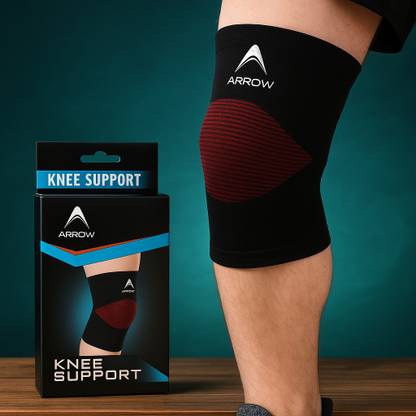ArrowMax BEST IN CLASS 4 WAY STRETCH COMPRESSION KNEE CAP SUPPORT ( PAIR)BLACK-MEDIUM Knee Support