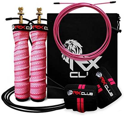 Rxclub Adjustable Speed Jump Rope Set With Weightlifting Wrist Wraps 1 Light And 1 Speed Skipping Rope