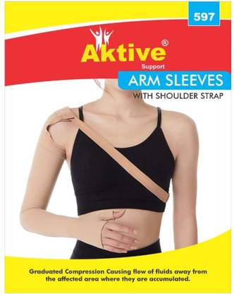 Aktive Support Right hand Medical Compression Arm Sleeves with Shoulder Strap for Lymphedema. Shoulder Support