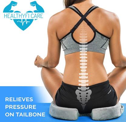 Healthyfi Care Tailbone Pain Orthopedic Memory Foam coccydynia Pillow for Sciatica Pain Relief Back / Lumbar Support