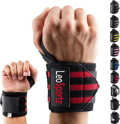 Leosportz Adjustable Pair with Thumb Loop for Weightlifting, Powerlifting, Gym Wrist Support