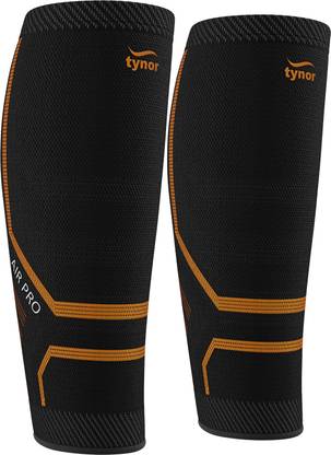 TYNOR Calf and Shin Support Air Pro, Black & Orange, Medium, 1 Unit Knee Support