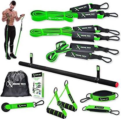 Xtreme Tech Resistance Bands Set Workout Kit With Bar Handles Door Anchor Ankle Resistance Tube