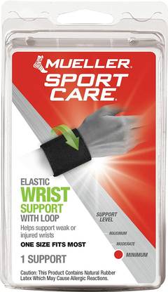 Mueller Wrist Support withloop Elastic, Black, One Size Wrist Support