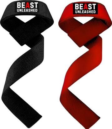 Muscleape Super Strong Lifting Straps 1 Black+ 1 Red Wrist Support